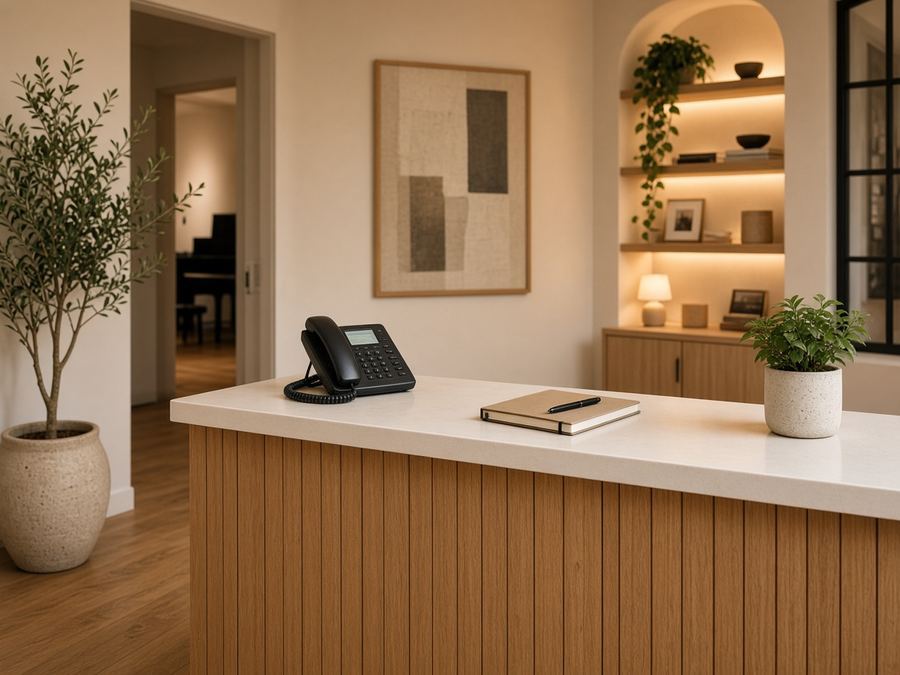 Contact desk at Disavnudni Studio in Valencia